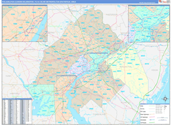 Philadelphia-Camden-Wilmington Metro Area Wall Map Color Cast Style 2024